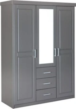 Inter Link Kleiderschrank Norwin, 3-türig Inkl. 3 Schubladen Grau