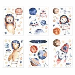 Nikima Fensterbilder Weltall Selbstklebend Fenstersticker