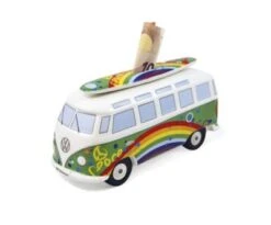 VW Collection By BRISA VW T1 Bulli Bus Spardose Mit Surfbrett (1:18)