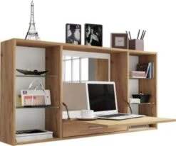 VCM Schminktisch Wand Frisiertisch Schminkschrank Wandregal Spiegel Teala