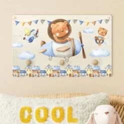 Bilderwelten Kindergarderobe Holz Aquarell Tierpilot Löwe -Komar Verkäufe 25409548 03