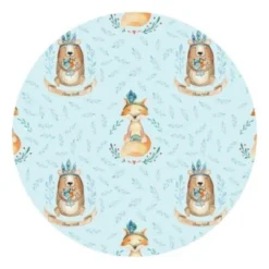 Bilderwelten Runde Tapete Selbstklebend Kinderzimmer Bären Und Füchse Vor Blau