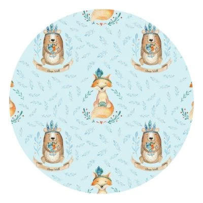 Bilderwelten Runde Tapete Selbstklebend Kinderzimmer Bären Und Füchse Vor Blau 1 Bilderwelten Runde Tapete Selbstklebend Kinderzimmer Bären Und Füchse Vor Blau