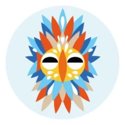 Bilderwelten Runde Tapete Selbstklebend Collage Ethno Maske - Papagei