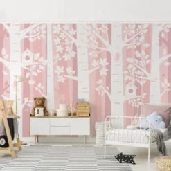 Bilderwelten Fototapete Bäume Im Wald Rosa
