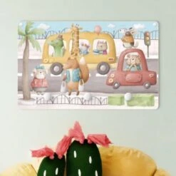 Bilderwelten Kindergarderobe Holz Aquarell Feierabend In Pfotenhausen -Komar Verkäufe 25411010 03