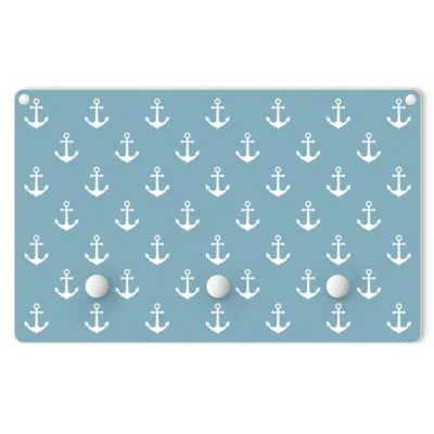 Bilderwelten Kindergarderobe Holz Anker Graublau Weiß 1 Bilderwelten Kindergarderobe Holz Anker Graublau Weiß