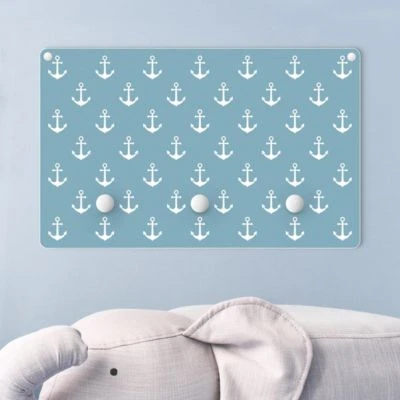 Bilderwelten Kindergarderobe Holz Anker Graublau Weiß 3 Bilderwelten Kindergarderobe Holz Anker Graublau Weiß – Bild 3