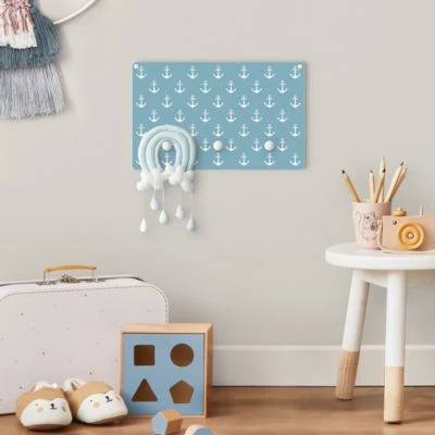 Bilderwelten Kindergarderobe Holz Anker Graublau Weiß 5 Bilderwelten Kindergarderobe Holz Anker Graublau Weiß – Bild 5