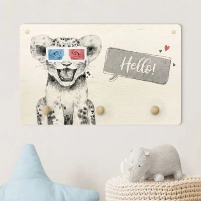 Bilderwelten Kindergarderobe Holz Spruch Hello Fröhliches Löwenbaby 2 Bilderwelten Kindergarderobe Holz Spruch Hello Fröhliches Löwenbaby – Bild 2