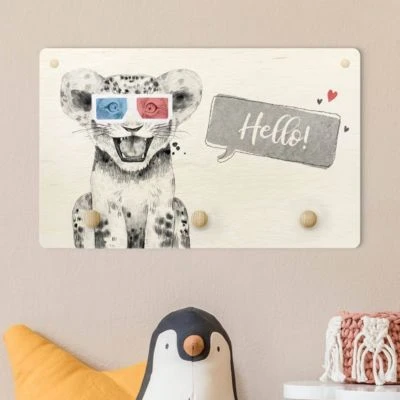 Bilderwelten Kindergarderobe Holz Spruch Hello Fröhliches Löwenbaby 3 Bilderwelten Kindergarderobe Holz Spruch Hello Fröhliches Löwenbaby – Bild 3