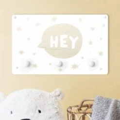 Bilderwelten Kindergarderobe Holz Spruch Hey In Sprechblase Weiß -Komar Verkäufe 25411543 03