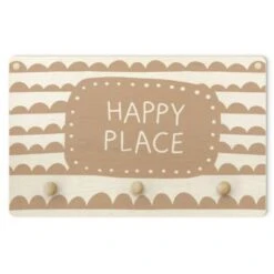 Bilderwelten Kindergarderobe Holz Spruch Happy Place Im Wolkenband Natur