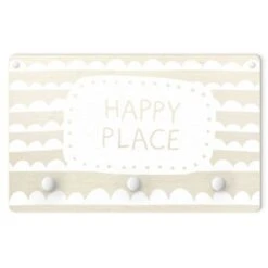 Bilderwelten Kindergarderobe Holz Spruch Happy Place Im Wolkenband Weiß