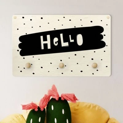 Bilderwelten Kindergarderobe Holz Spruch Hello Auf Pinselstrich Schwarz 2 Bilderwelten Kindergarderobe Holz Spruch Hello Auf Pinselstrich Schwarz – Bild 2