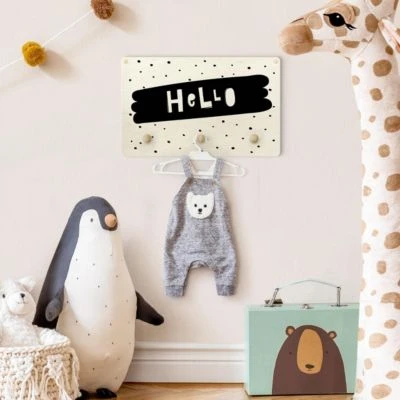 Bilderwelten Kindergarderobe Holz Spruch Hello Auf Pinselstrich Schwarz 5 Bilderwelten Kindergarderobe Holz Spruch Hello Auf Pinselstrich Schwarz – Bild 5