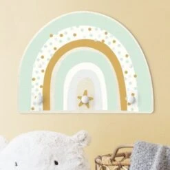 Bilderwelten Kindergarderobe Holz Regenbogen Punkte Stern Pastell -Komar Verkäufe 25411836 03