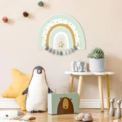 Bilderwelten Kindergarderobe Holz Regenbogen Punkte Stern Pastell -Komar Verkäufe 25411836 05
