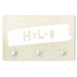 Bilderwelten Kindergarderobe Holz Spruch Hello Auf Pinselstrich Weiß