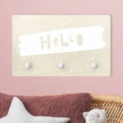 Bilderwelten Kindergarderobe Holz Spruch Hello Auf Pinselstrich Weiß -Komar Verkäufe 25411852 03
