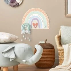 Bilderwelten Kindergarderobe Holz Regenbogen Punkte Herz Pastell -Komar Verkäufe 25412000 05
