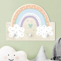 Bilderwelten Kindergarderobe Holz Regenbogen Mit Wolken Pastell -Komar Verkäufe 25412035 03