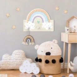 Bilderwelten Kindergarderobe Holz Regenbogen Mit Wolken Pastell -Komar Verkäufe 25412035 05