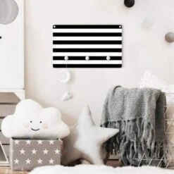 Bilderwelten Kindergarderobe Holz Querstreifen Schwarz Weiß -Komar Verkäufe 25412099 05