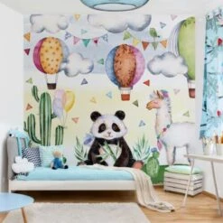 Bilderwelten Kindertapete Panda Und Lama Aquarell