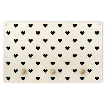 Bilderwelten Kindergarderobe Holz Schwarze Herzen Muster 1 Bilderwelten Kindergarderobe Holz Schwarze Herzen Muster