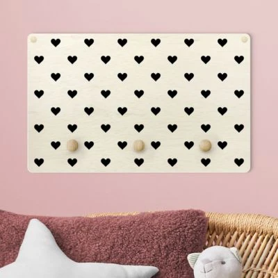 Bilderwelten Kindergarderobe Holz Schwarze Herzen Muster 3 Bilderwelten Kindergarderobe Holz Schwarze Herzen Muster – Bild 3