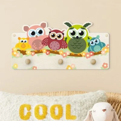 Bilderwelten Kindergarderobe Holz No.CG216 Eulenfamilie 3 Bilderwelten Kindergarderobe Holz No.CG216 Eulenfamilie – Bild 3