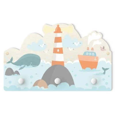 Bilderwelten Kindergarderobe Holz Leuchtturm Und Wale 1 Bilderwelten Kindergarderobe Holz Leuchtturm Und Wale