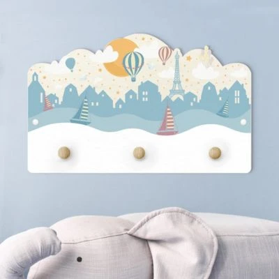 Bilderwelten Kindergarderobe Holz Paris Mit Sternen Und Heißluftballon 3 Bilderwelten Kindergarderobe Holz Paris Mit Sternen Und Heißluftballon – Bild 3