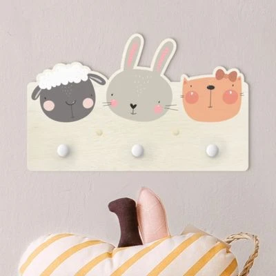 Bilderwelten Kindergarderobe Holz Süßer Zoo - Schaf Hase Und Katze 3 Bilderwelten Kindergarderobe Holz Süßer Zoo - Schaf Hase Und Katze – Bild 3
