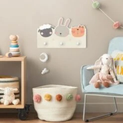 Bilderwelten Kindergarderobe Holz Süßer Zoo - Schaf Hase Und Katze 9 Bilderwelten Kindergarderobe Holz Süßer Zoo - Schaf Hase Und Katze -Komar Verkäufe 25417065 04