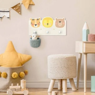 Bilderwelten Kindergarderobe Holz Süßer Zoo - Tiger Löwe Und Bär 4 Bilderwelten Kindergarderobe Holz Süßer Zoo - Tiger Löwe Und Bär – Bild 4