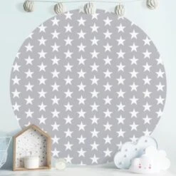 Bilderwelten Runde Tapete Selbstklebend Kinderzimmer Weiße Sterne Auf Grauem Hintergrund -Komar Verkäufe 25417318 03