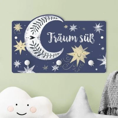 Bilderwelten Kindergarderobe Holz Träum Süß Mond Und Sternen 3 Bilderwelten Kindergarderobe Holz Träum Süß Mond Und Sternen – Bild 3