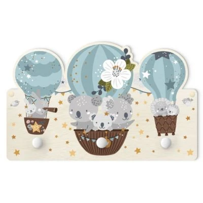 Bilderwelten Kindergarderobe Holz Tiere In Ballons Wolken Sterne Blau 1 Bilderwelten Kindergarderobe Holz Tiere In Ballons Wolken Sterne Blau