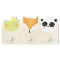 Bilderwelten Kindergarderobe Holz Süßer Zoo - Frosch Fuchs Und Panda