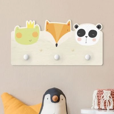 Bilderwelten Kindergarderobe Holz Süßer Zoo - Frosch Fuchs Und Panda 3 Bilderwelten Kindergarderobe Holz Süßer Zoo - Frosch Fuchs Und Panda – Bild 3