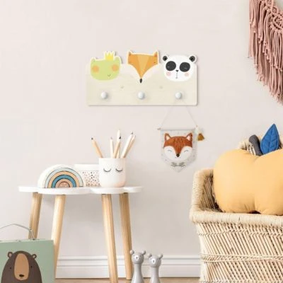 Bilderwelten Kindergarderobe Holz Süßer Zoo - Frosch Fuchs Und Panda 4 Bilderwelten Kindergarderobe Holz Süßer Zoo - Frosch Fuchs Und Panda – Bild 4