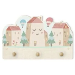 Bilderwelten Kindergarderobe Holz Häuser Und Heißluftballons