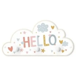 Bilderwelten Kindergarderobe Holz Hello - Herzen Sterne Wolken
