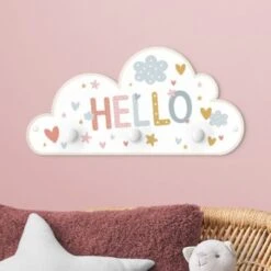 Bilderwelten Kindergarderobe Holz Hello - Herzen Sterne Wolken -Komar Verkäufe 25418510 03