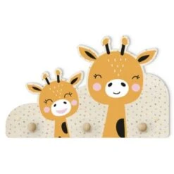 Bilderwelten Kindergarderobe Holz Giraffe Mit Babygiraffe