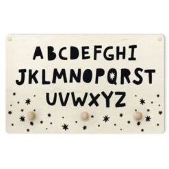 Bilderwelten Kindergarderobe Holz Großes Alphabet Mit Sternen Schwarz