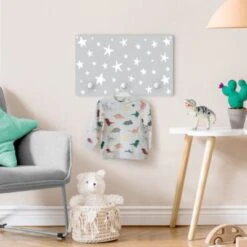 Bilderwelten Kindergarderobe Holz Gezeichnete Große Sterne Im Grauen Himmel -Komar Verkäufe 25418682 05