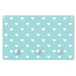 Bilderwelten Kindergarderobe Holz Weiße Herzen Auf Mint